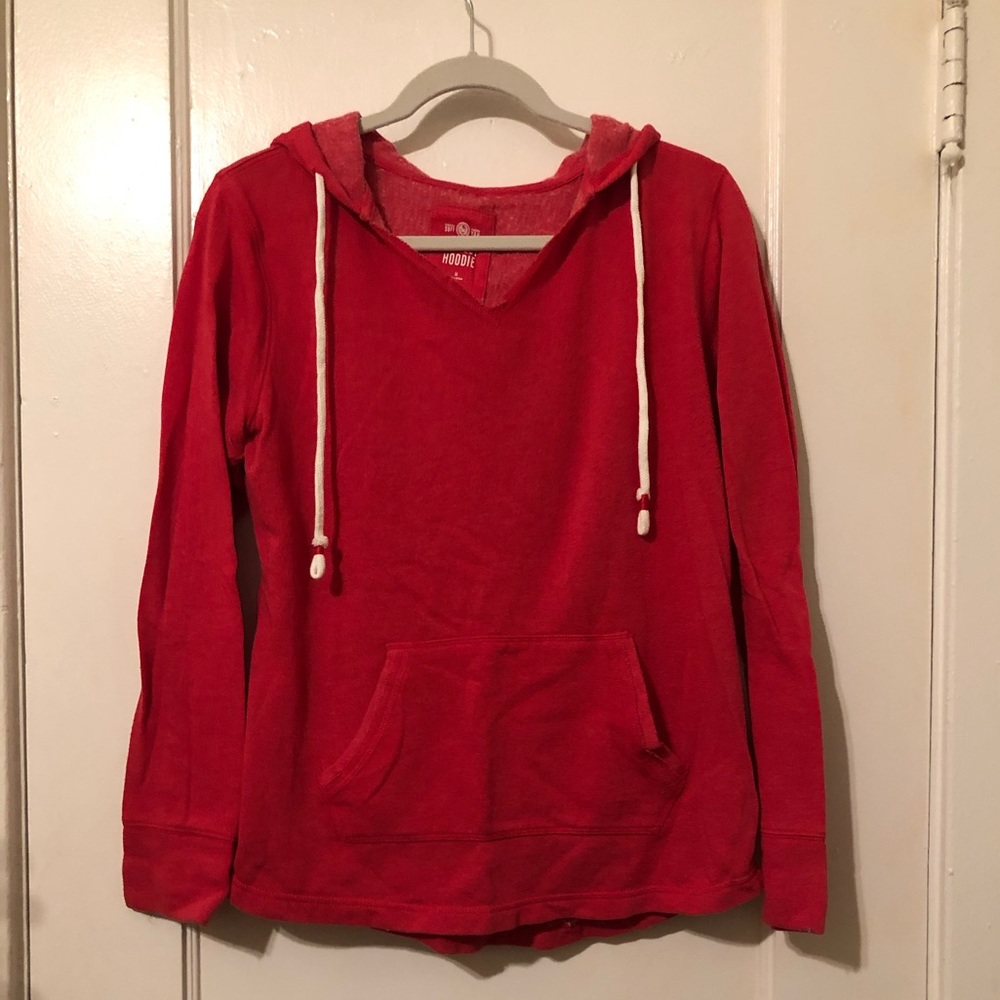 Red v-neck hoodie